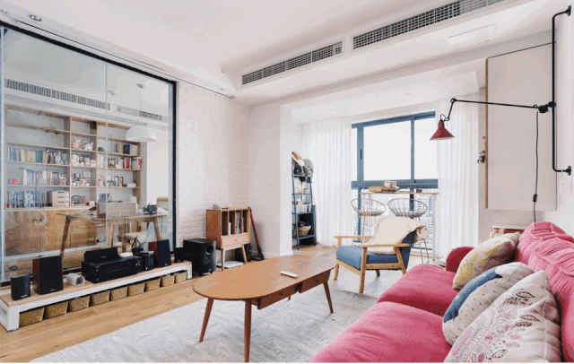 80㎡北欧混搭风格装修效果图，客厅小影院效果超赞！